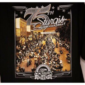 Officially Licensed Sturgis Motorcycle Rally 75th Anniversary Black T-Shirt X-La